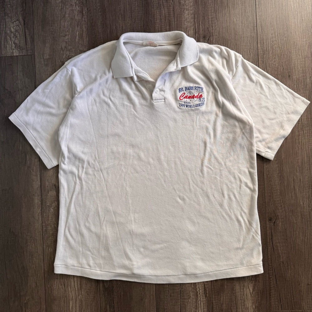 1995 Babe Ruth Hall of Fame Vintage White Polo Tee - Baseball